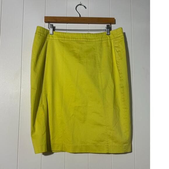 Evan-Picone 12 Stretch Pencil Skirt Neon Lime Yellow Y2K Retro Chic Career - Picture 2 of 7